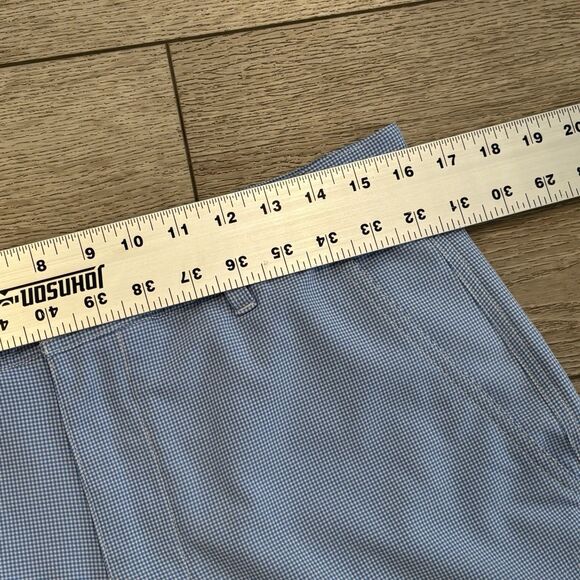FJ Footjoy Chino Golf Shorts Mens 34 Gingham Check Plaid Blue Performance - Picture 3 of 5
